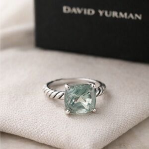 David Yurman Silver Ring with Green Gemstone’s